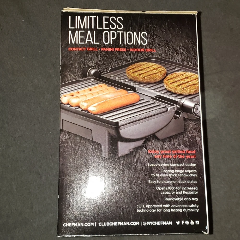 Chefman 180 Grill + Panini Press